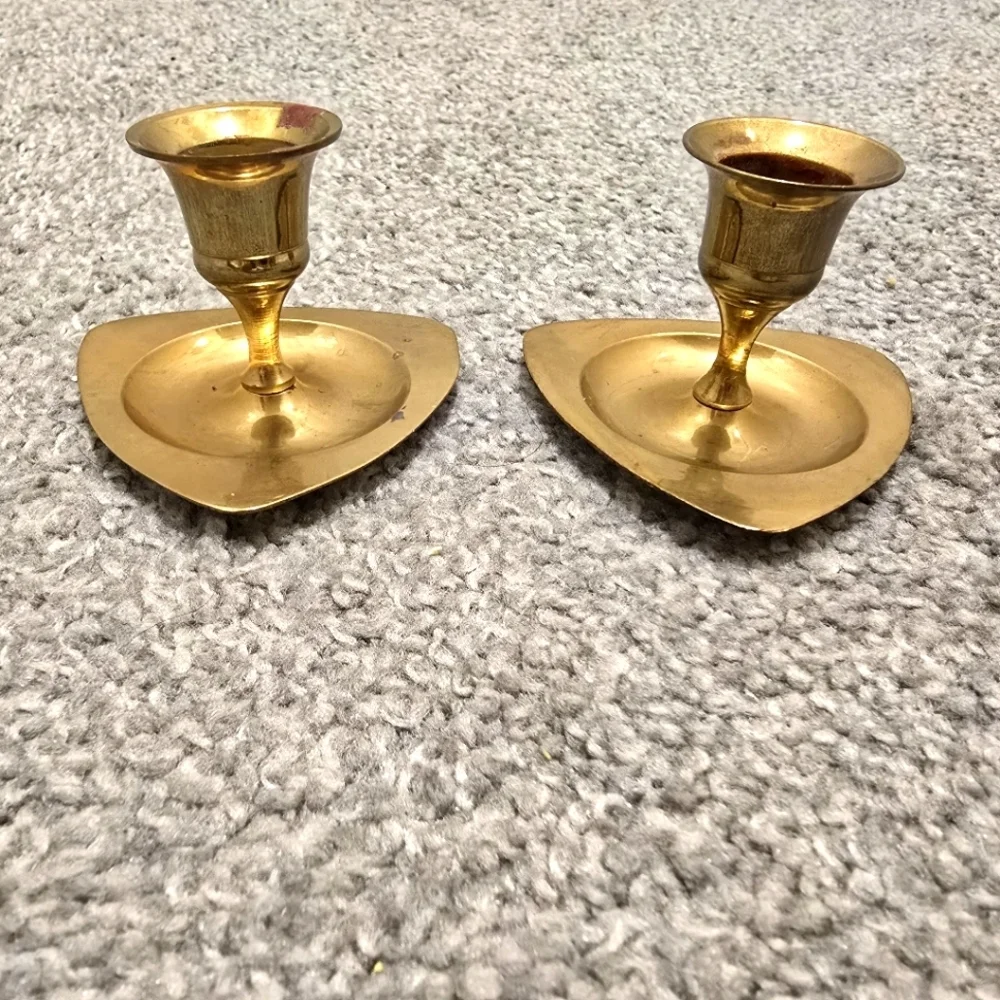 Brass Candlestick Holder Set Of 2 Vintage Decor Chic Cabin Farmhouse Classic